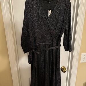 Talbots Black Glitter Wrap Dress